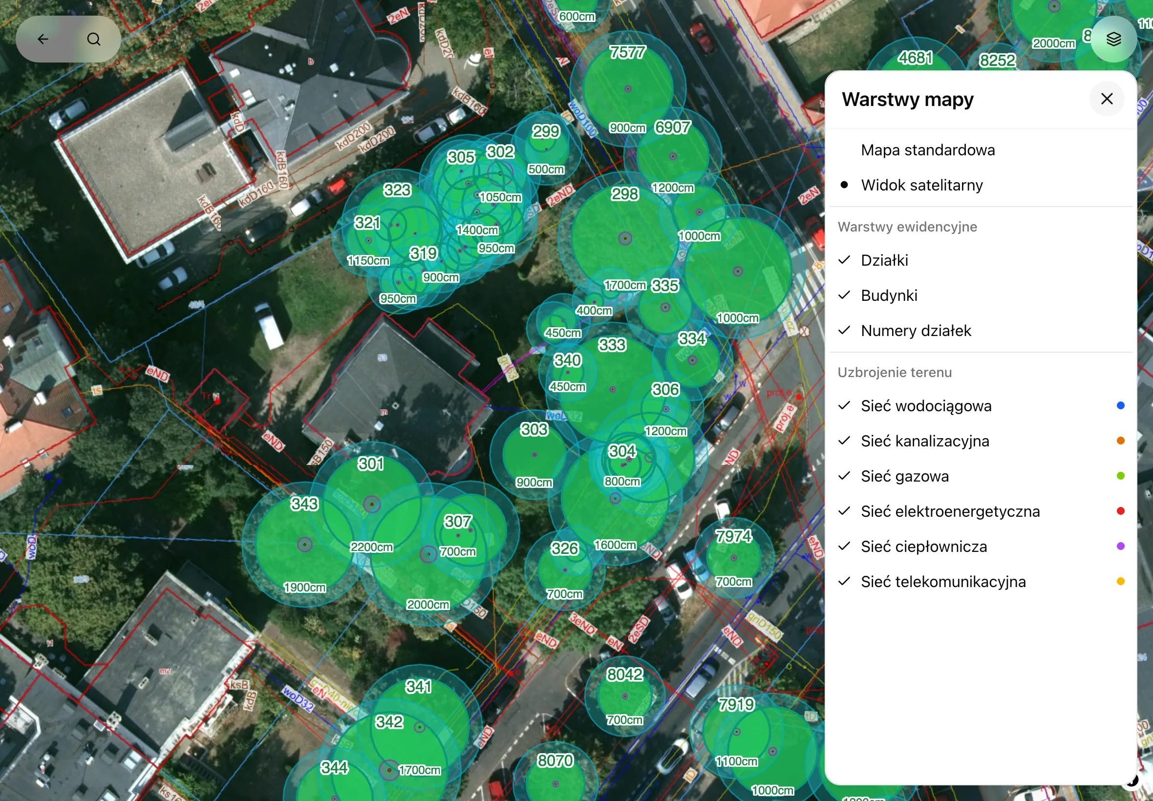 Mapa drzew w widoku standardowym